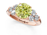 Rose gold Fancy Yellow Round  Cut Diamond Cluster Ring with Round Accent Stones and Prong Setting on a Classic Band_30