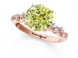 Rose gold Fancy Yellow Round Cut Diamond Cluster Side Stone Solitaire Ring with Prong Setting_28