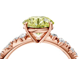 Rose gold Fancy Yellow Round Cut Diamond Cluster Side Stone Solitaire Ring with Prong Setting_31