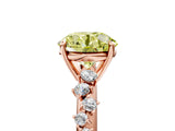 Rose gold Fancy Yellow Round Cut Diamond Cluster Side Stone Solitaire Ring with Prong Setting_32