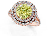 Rose gold Fancy Yellow Round Cut Diamond Double Halo Ring with Pavé Band and Prong Setting_17