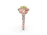 Rose gold Fancy Yellow Round Cut Diamond Double Halo Ring with Pavé Band and Prong Setting_18