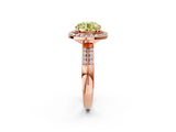 Rose gold Fancy Yellow Round Cut Diamond Double Halo Ring with Split Shank and Four-Prong Setting_2