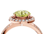 Rose gold Fancy Yellow Round Cut Diamond Double Halo Ring with Split Shank and Four-Prong Setting_4