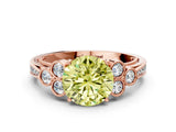 Rose gold Fancy Yellow Round  Cut Diamond Engagement Ring with Bezel Set Round Side Stones and Prong Setting_27