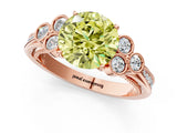 Rose gold Fancy Yellow Round  Cut Diamond Engagement Ring with Bezel Set Round Side Stones and Prong Setting_28