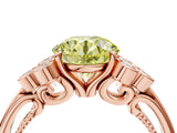 Rose gold Fancy Yellow Round  Cut Diamond Engagement Ring with Bezel Set Round Side Stones and Prong Setting_31