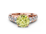 Rose gold Fancy Yellow Round  Cut Diamond Engagement Ring with Pavé Band and Four-Prong Setting_3