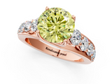 Rose gold Fancy Yellow Round  Cut Diamond Engagement Ring with Pavé Band and Four-Prong Setting_4