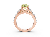 Rose gold Fancy Yellow Round  Cut Diamond Engagement Ring with Pavé Band and Four-Prong Setting_6