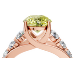 Rose gold Fancy Yellow Round  Cut Diamond Engagement Ring with Pavé Band and Four-Prong Setting_7