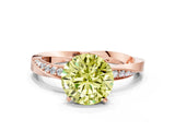 Rose gold Fancy Yellow Round Cut Diamond Engagement Ring with Side Stone Accents and Four-Prong Setting_12