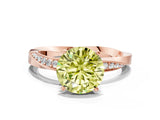 Rose gold Fancy Yellow Round Cut Diamond Engagement Ring with Side Stone Accents and Four-Prong Setting_60