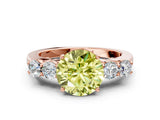 Rose gold Fancy Yellow Round  Cut Diamond Five-Stone Prong Set White Gold Ring_51