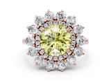 Rose gold Fancy Yellow Round Cut Diamond Floral Double Halo Engagement Ring with Prong Setting_24