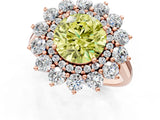 Rose gold Fancy Yellow Round Cut Diamond Floral Double Halo Engagement Ring with Prong Setting_25