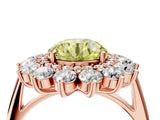 Rose gold Fancy Yellow Round Cut Diamond Floral Double Halo Engagement Ring with Prong Setting_28
