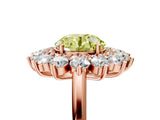 Rose gold Fancy Yellow Round Cut Diamond Floral Double Halo Engagement Ring with Prong Setting_29