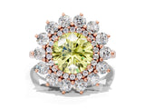 Rose gold Fancy Yellow Round Cut Diamond Floral Double Halo Engagement Ring with Prong Setting_60
