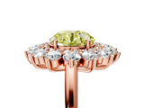 Rose gold Fancy Yellow Round Cut Diamond Floral Double Halo Engagement Ring with Prong Setting_65