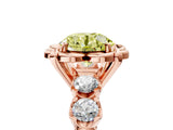 Rose gold Fancy Yellow Round  Cut Diamond Floral Halo Engagement Ring with Shared Prong Setting 1