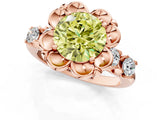 Rose gold Fancy Yellow Round  Cut Diamond Floral Halo Engagement Ring with Shared Prong Setting 3