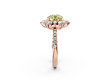 Rose gold Fancy Yellow Round  Cut Diamond Floral Halo Pave Band with Prong Setting_2