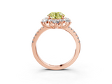 Rose gold Fancy Yellow Round  Cut Diamond Floral Halo Pave Band with Prong Setting_3