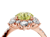 Rose gold Fancy Yellow Round  Cut Diamond Floral Halo Pave Band with Prong Setting_4