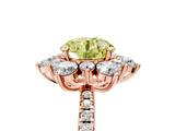 Rose gold Fancy Yellow Round  Cut Diamond Floral Halo Pave Band with Prong Setting_5