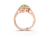 Rose gold Fancy Yellow Round Cut Diamond Floral Halo Ring with Pavé Band and Prong Setting_6
