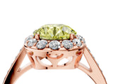 Rose gold Fancy Yellow Round Cut Diamond Floral Halo Ring with Pavé Band and Prong Setting_7