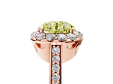 Rose gold Fancy Yellow Round Cut Diamond Floral Halo Ring with Pavé Band and Prong Setting_8