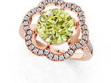 Rose gold Fancy Yellow Round Cut Diamond Floral Halo Split Shank Prong Setting Ring_1