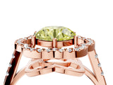 Rose gold Fancy Yellow Round Cut Diamond Floral Halo Split Shank Prong Setting Ring_4