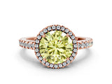 Rose gold Fancy Yellow Round Cut Diamond Halo Engagement Ring with Pavé Band and Prong Setting_27