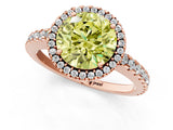 Rose gold Fancy Yellow Round Cut Diamond Halo Engagement Ring with Pavé Band and Prong Setting_28