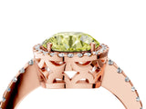 Rose gold Fancy Yellow Round Cut Diamond Halo Engagement Ring with Pavé Band and Prong Setting_31