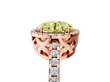 Rose gold Fancy Yellow Round Cut Diamond Halo Engagement Ring with Pavé Band and Prong Setting_32