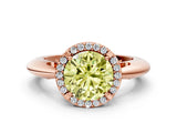 Rose gold Fancy Yellow Round  Cut Diamond Halo Engagement Ring with Split Shank and Four-Prong Setting_29
