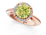 Rose gold Fancy Yellow Round  Cut Diamond Halo Engagement Ring with Split Shank and Four-Prong Setting_30