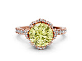 Rose gold Fancy Yellow Round Cut Diamond Halo Pave Band with Four-Prong Setting_3
