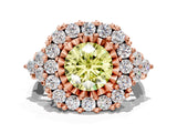 Rose gold Fancy Yellow Round Cut Diamond Halo Ring with Pavé Band and Four-Prong Setting_12