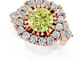 Rose gold Fancy Yellow Round Cut Diamond Halo Ring with Pavé Band and Four-Prong Setting_13