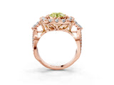 Rose gold Fancy Yellow Round Cut Diamond Halo Ring with Pavé Band and Four-Prong Setting_15