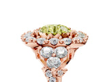 Rose gold Fancy Yellow Round Cut Diamond Halo Ring with Pavé Band and Four-Prong Setting_17