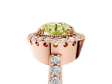 Rose gold Fancy Yellow Round Cut Diamond Halo Ring with Pavé Band and Prong Setting_5