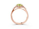 Rose gold Fancy Yellow Round Cut Diamond Halo Ring with Pear Side Stones and Prong Setting_20
