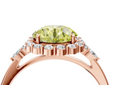 Rose gold Fancy Yellow Round Cut Diamond Halo Ring with Pear Side Stones and Prong Setting_21