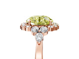 Rose gold Fancy Yellow Round Cut Diamond Halo Ring with Pear Side Stones and Prong Setting_22